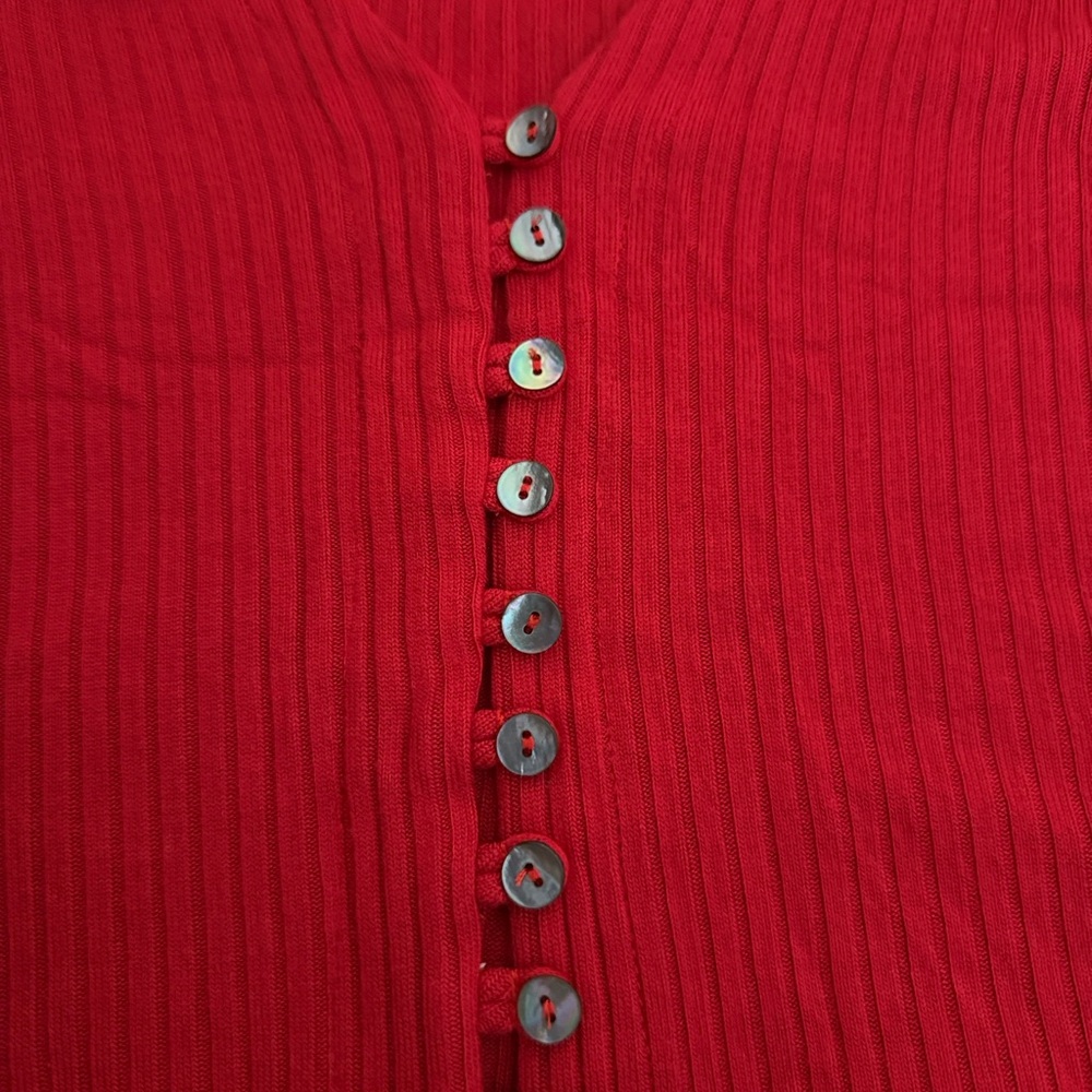 Reformation Cherry Red 🍒 “Nella“ Button Ribbed Top - NWOT - Picture 5 of 6